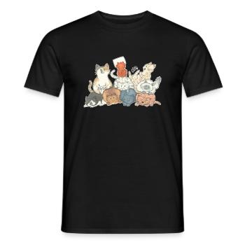 Pile Cats (front view) - Men's T-Shirt - black - Front - AI Model Male 178 light (178cm)