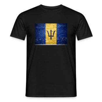 Barbados Flag Graffiti on Brick Wall - Men's T-Shirt - black - Front - AI Model Male 178 light (178cm)