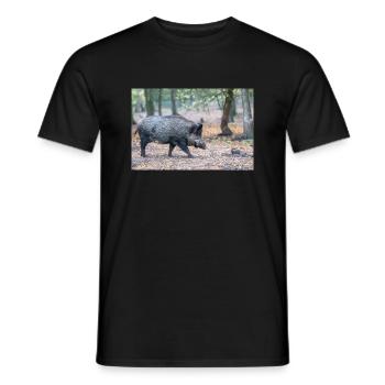 Wild boar (in German wild boar) Sus scrofa - Men's T-Shirt - black - Front - AI Model Male 178 light (178cm)