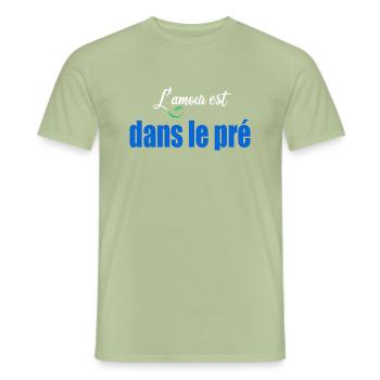 l amour est dans le pré - T-shirt homme - vert sauge - Devant - AI Model Male 178 light (178cm)
