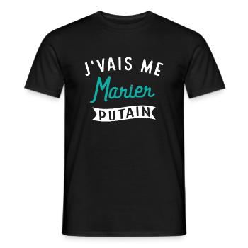 J'vais Me Marier Putain Cadeau Evg Humour Drôle - T-shirt homme - noir - Devant - AI Model Male 178 light (178cm)