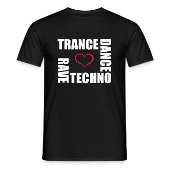 techno dance trance rave - T-shirt homme - noir - Devant - AI Model Male 178 light (178cm)