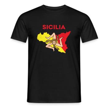 Sicilia Map Palermo Italian Coat of Arms Sicily - Men's T-Shirt - black - Front - AI Model Male 178 light (178cm)