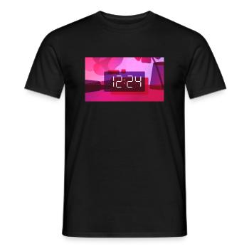 Time – 12:24 PM - Men's T-Shirt - black - Front - AI Model Male 178 light (178cm)
