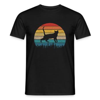 Chat Rétro Vintage - T-shirt homme - noir - Devant - AI Model Male 178 light (178cm)