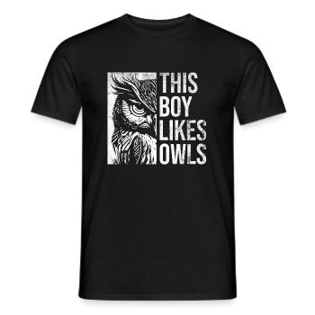 Junge mag süße Eulen, Wildtiere, Vögel, Waldtiere - Männer T-Shirt - Schwarz - Vorne - AI Model Male 178 light (178cm)