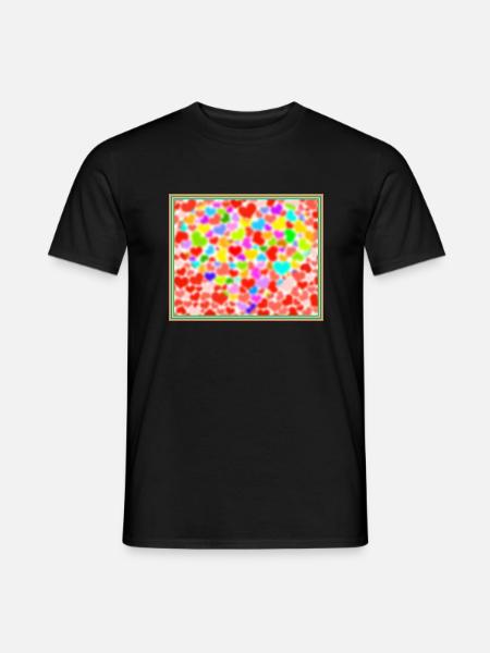 Bunte Herzen - Männer T-Shirt - Schwarz