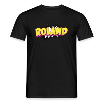 Roland Benutzerdefinierter Name Comic-Buch-Stil Pop-Art, - Männer T-Shirt - Schwarz - Vorne - AI Model Male 178 light (178cm)