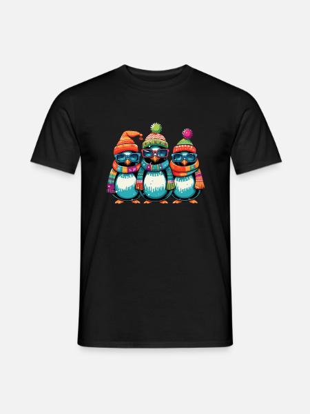 Funny Christmas Cool Penguins - Men's T-Shirt - black