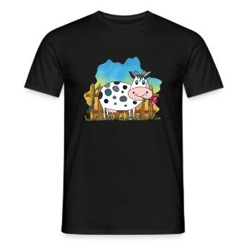 Cow - Men's T-Shirt - black - Front - AI Model Male 178 light (178cm)