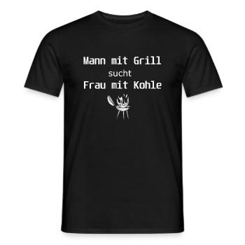 Mann mit Grill - Männer T-Shirt - Schwarz - Vorne - AI Model Male 178 light (178cm)