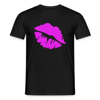 des années 90 embrasser la bouche partie - T-shirt homme - noir - Devant - AI Model Male 178 light (178cm)