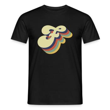 Lettre f rétro - T-shirt homme - noir - Devant - AI Model Male 178 light (178cm)