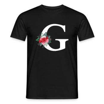 Lettre g floral rouge - T-shirt homme - noir - Devant - AI Model Male 178 light (178cm)