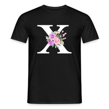 Lila floral x Buchstabe - Männer T-Shirt - Schwarz - Vorne - AI Model Male 178 light (178cm)