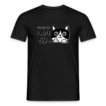 I'm Not 60, I Am 59 Plus 1 Middle Finger Cat Flip - Men's T-Shirt - black - Front - AI Model Male 178 light (178cm)