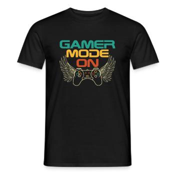 Gamer-Modus Ein - Konsole PC Gaming Enthusiast - Männer T-Shirt - Schwarz - Vorne - AI Model Male 178 light (178cm)