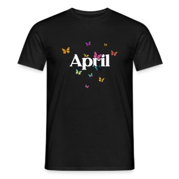APRIL - Beautiful Girl Name with Colorful Smash - Men's T-Shirt - black - Front - AI Model Male 178 light (178cm)