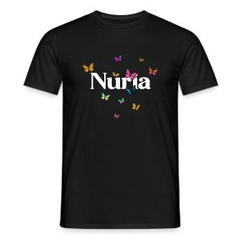 NURIA - Beautiful Girl Name with Colorful Butterfly - Men's T-Shirt - black - Front - AI Model Male 178 light (178cm)