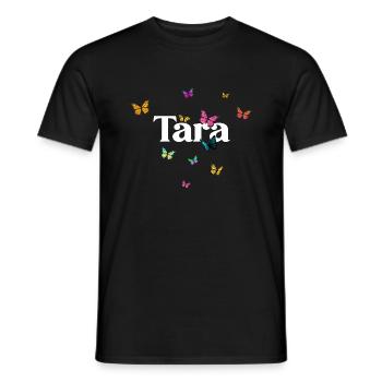 TARA - Beau prénom de fille avec des papillons - T-shirt homme - noir - Devant - AI Model Male 178 light (178cm)