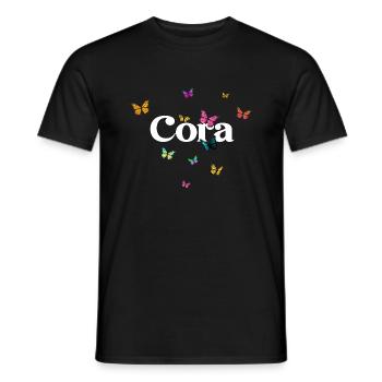 CORA - Schöner Mädchen Name mit Schmetterlingen - Männer T-Shirt - Schwarz - Vorne - AI Model Male 178 light (178cm)