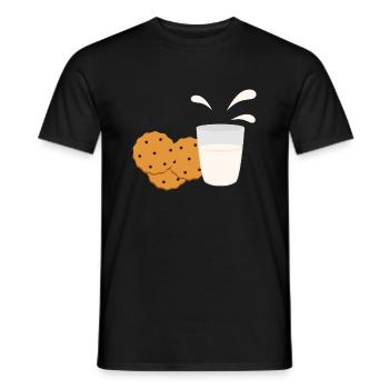 Biscuits with milk breakfast gift idea - Men's T-Shirt - black - Front - AI Model Male 178 light (178cm)