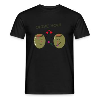 Olive you! Olives love each other - Love you - Love - Men's T-Shirt - black - Front - AI Model Male 178 light (178cm)