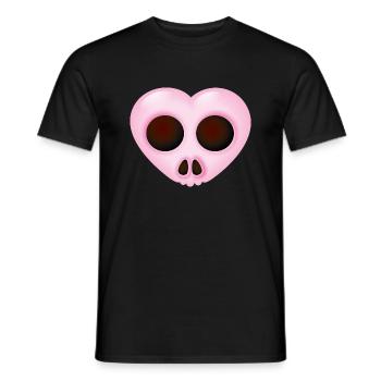 Smiley Heart Skull - Men's T-Shirt - black - Front - AI Model Male 178 light (178cm)