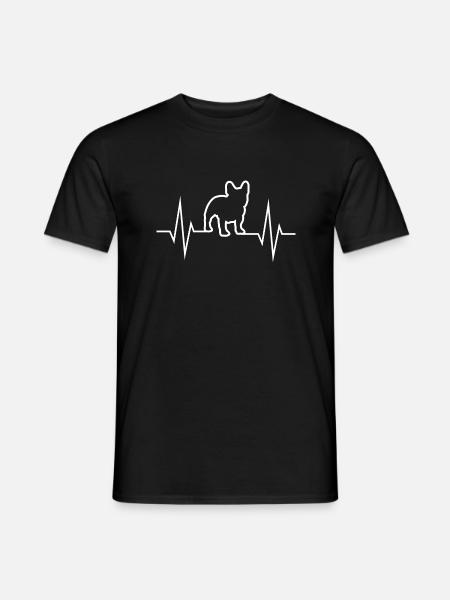 Cute Bulldog Heartbeat Pulse - Men's T-Shirt - black