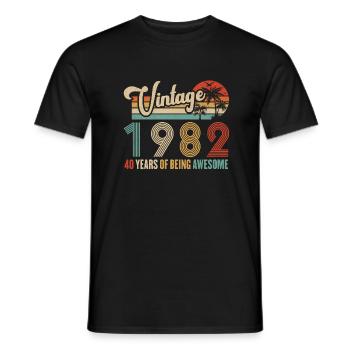 Vintage 1982 Anniversary 40 years to be Awesome - Men's T-Shirt - black - Front - AI Model Male 178 light (178cm)