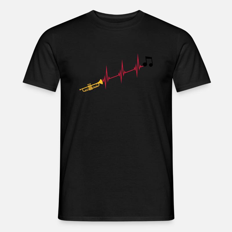 Musiknote Herzschlag Trompete - Männer T-Shirt - Schwarz