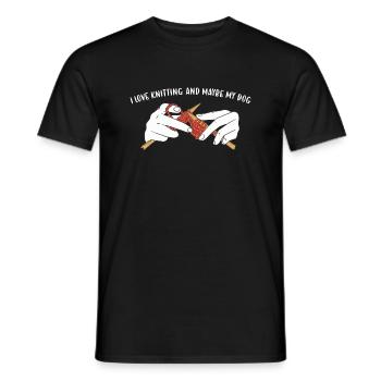 J'aime tricoter et peut-être que mon chien tricote - T-shirt homme - noir - Devant - AI Model Male 178 light (178cm)