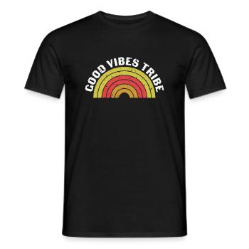 Peace Peacezeichen Flower Power Hippie Flowers colorful - Men's T-Shirt - black - Front - AI Model Male 178 light (178cm)