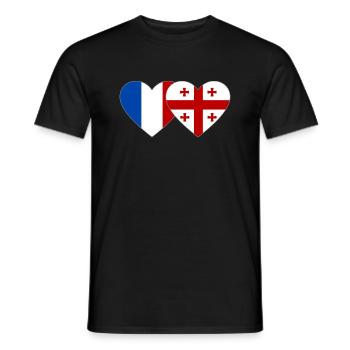 France Georgia Flag Heart - Men's T-Shirt - black - Front - AI Model Male 178 light (178cm)