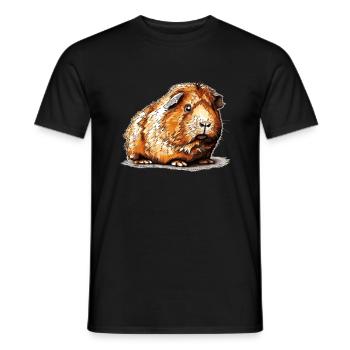 Guinea pig drawing in old retro look - Men's T-Shirt - black - Front - AI Model Male 178 light (178cm)