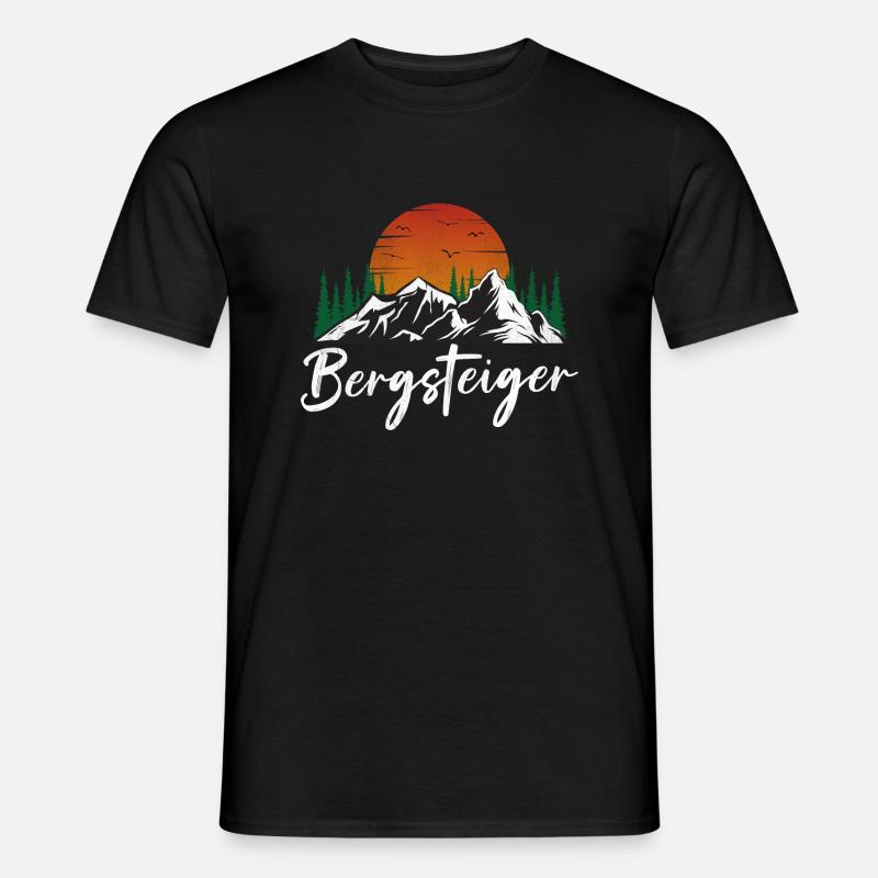 Bergsteiger Design Berg mit Sonne und Wald - Männer T-Shirt - Schwarz