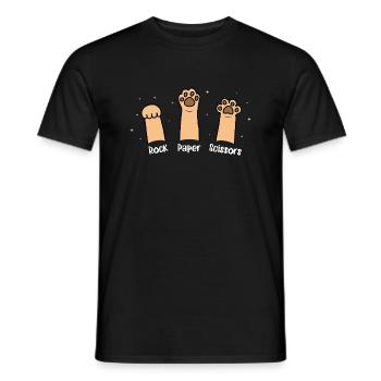 Pierre Papier Ciseaux Jeu De Main Chat Mignon Avec Drôle - T-shirt homme - noir - Devant - AI Model Male 178 light (178cm)
