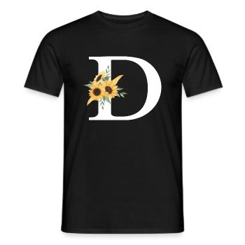 Floral Letter D Sunflower - Men's T-Shirt - black - Front - AI Model Male 178 light (178cm)