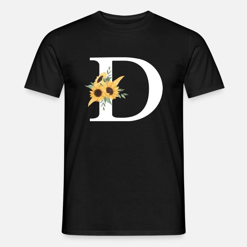 Blumenbuchstabe D Sonnenblume - Männer T-Shirt - Schwarz