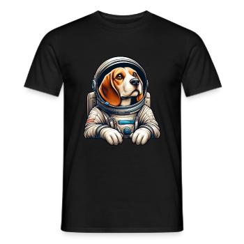 Beagle Astronaut: Proud Space Mission - Men's T-Shirt - black - Front - AI Model Male 178 light (178cm)