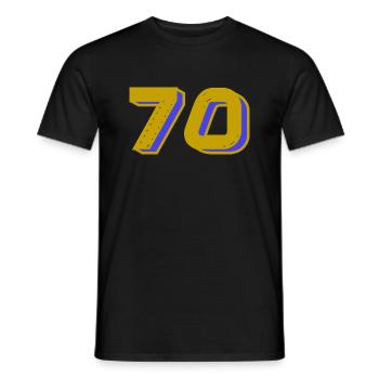 70. 70 YEARS. 70th ANNIVERSARY. 70 YEARS ANNIVERSARY. - Men's T-Shirt - black - Front - AI Model Male 178 light (178cm)