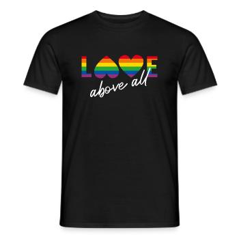 LGBTQIA+ love above all Rainbow Flag - Men's T-Shirt - black - Front - AI Model Male 178 light (178cm)