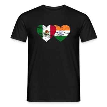 Mexico India Flag Heart Used - Men's T-Shirt - black - Front - AI Model Male 178 light (178cm)