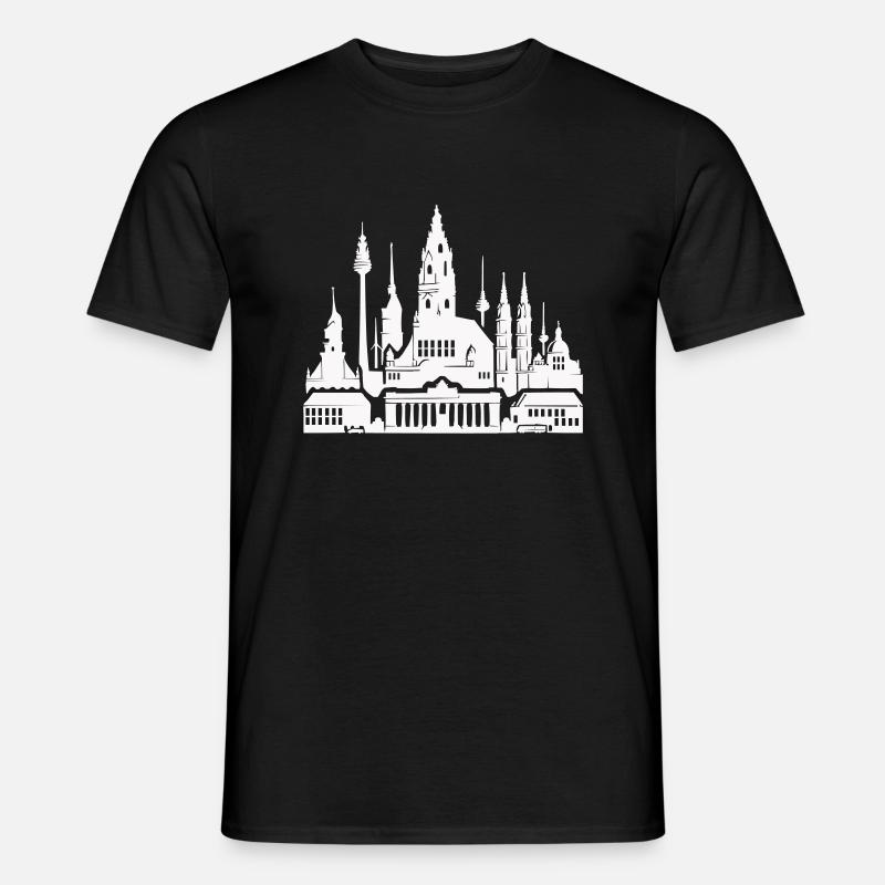 leipzig skyline - Männer T-Shirt - Schwarz