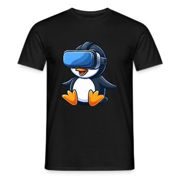 Pinguin VR Gamer Zukunft Science Fiction - Männer T-Shirt - Schwarz - Vorne - AI Model Male 178 light (178cm)