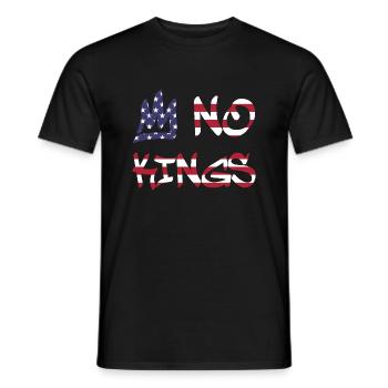 Aucun roi en Amérique depuis 1776 Drapeau des États-Unis - T-shirt homme - noir - Devant - AI Model Male 178 light (178cm)