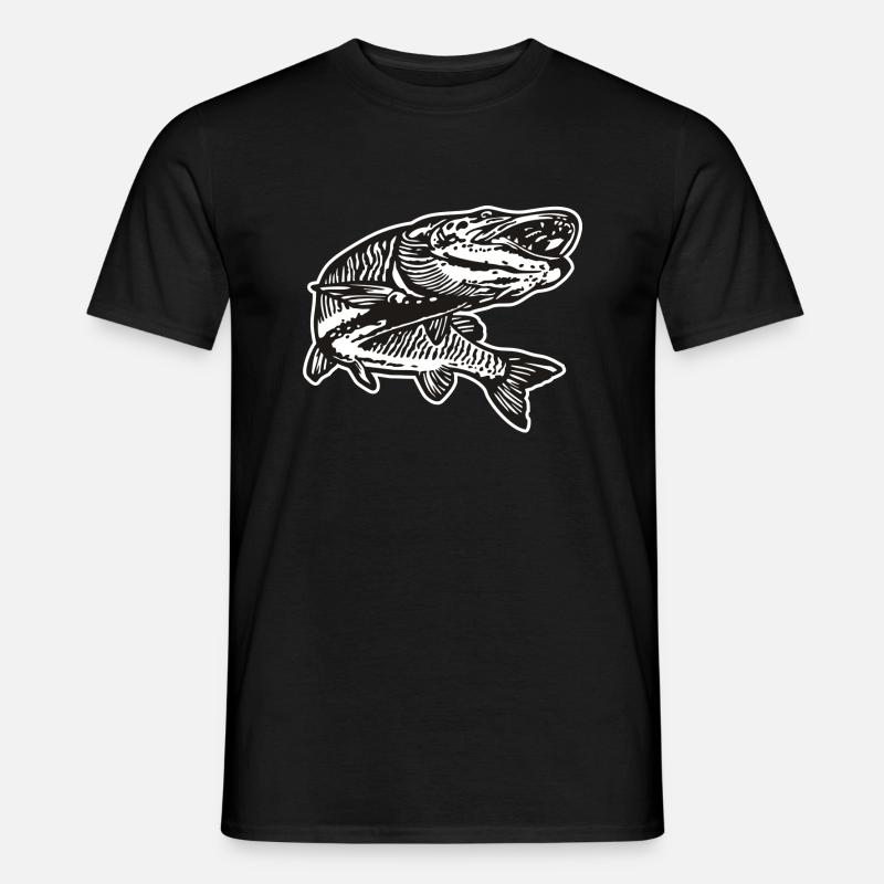 Hecht mit kontur - Männer T-Shirt - Schwarz