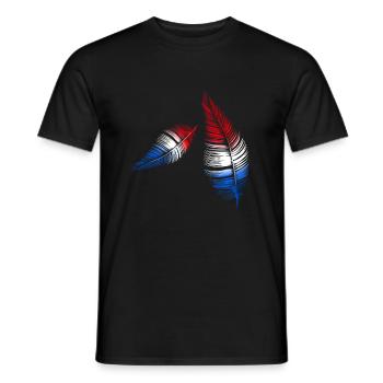feathers red white blue - Men's T-Shirt - black - Front - AI Model Male 178 light (178cm)