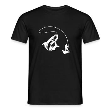 angler boat fishing fish deep sea fishing fishermen - Men's T-Shirt - black - Front - AI Model Male 178 light (178cm)
