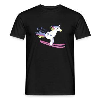 Licorne sur ski - T-shirt homme - noir - Devant - AI Model Male 178 light (178cm)